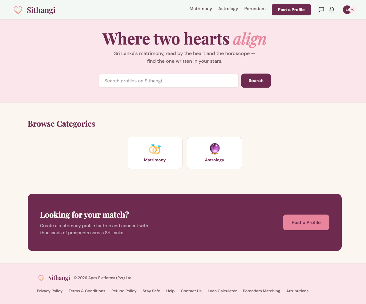 Sithangi matrimony and astrology homepage